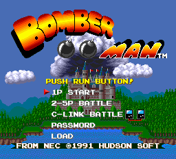 Bomberman title screen for PC Engine